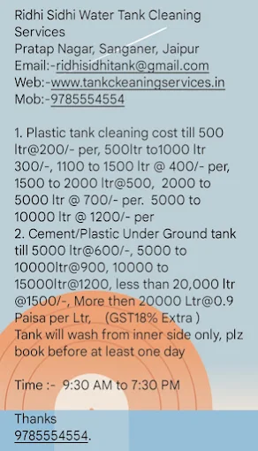 Ridhi Sidhi Water Tank Cleaning
